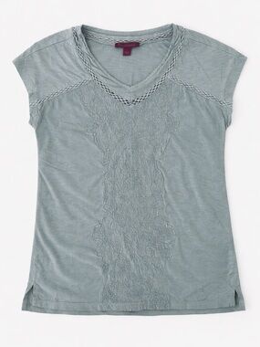 Gloria Vanderbilt Embroidered Lace Top Sage Green Boho Chic Size S